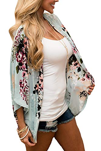 Image of CASURESS Women's Cardigan-Sheer Kimono Loose Summer Floral Print Cover Ups