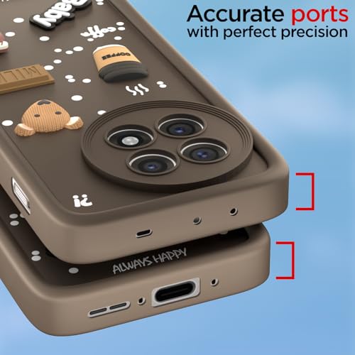 Image of Outlouders Back Cover for OnePlus 13R 5G | 3D Cartoon Bear Cute Fun Silicone Full Body Protection Bumper Case (Brown)