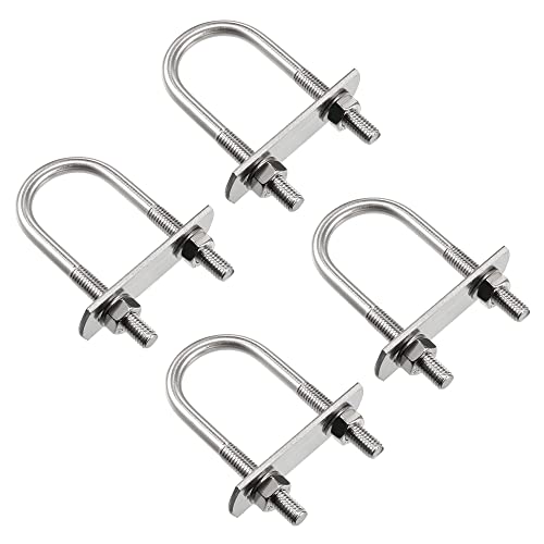 ASZHQUXIUAS Serre-câble métallique, Serre-Fil de clôture Boulon en U Rond 1.38  Largeur intérieure 60mm Longueur Acier M8 avec écrous, Plaque, rondelles 4 Jeux(M6x27mmx70mm)