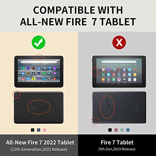 All New Kindle Fire 7 Tablet Case(12Th Generation,2022 Model Release),Auto Sleep/Wake Multi-Angle Stand Folio Cover For Amazon Fire 7 Tablet With Pocket/Card Slots,Grey #TOP1
