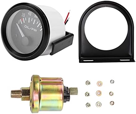 Oil Pressure Gauge Kit with Sensor Gauge Rack Universal 100 PSI 52mm 2 Inch 12V Car Modified Meter, Black Dial