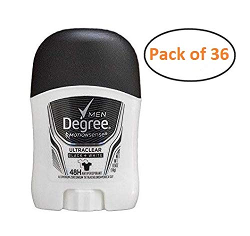 Degree Antiperspirant Deodorant travel Size 0.5 Ounce Case of 36 (Ultraclear Black + White)