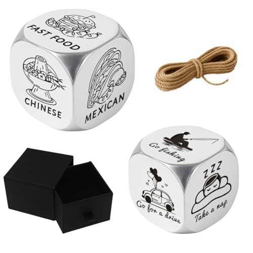 UNICRAFTALE 2Pcs 2 Styles Stainless Steel Dice for Couple Date Night