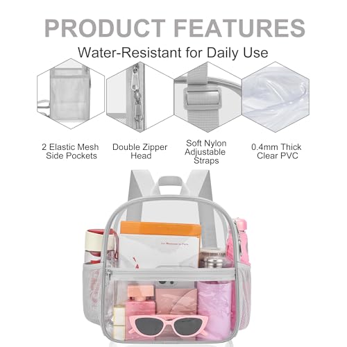 Image of Oraben Clear Backpack for Stadium Events Stadium Backpack Waterproof 12x6x12 Clear Bag for Adult Concert Sport Work