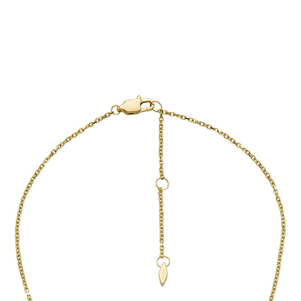 Fossil Collana da donna in acciaio inossidabile, tonalità oro, con chiusura a moschettone e ciondolo a forma di cuore