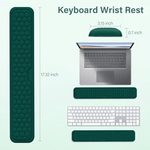 MOSISO Large Gaming Mouse Pad&Massage Keyboard Wrist Rest&Mousepad&Wrist Rest&Coaster,Ergonomic Non-Slip Base Pad Set&Pain Relief Easy Typing Cushion