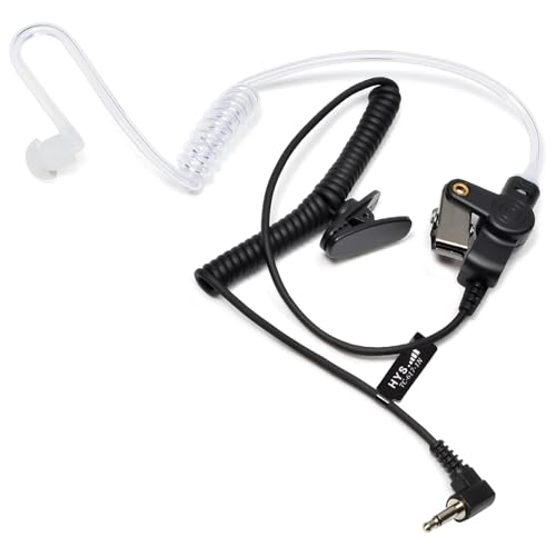 Auriculares de tubo acústico HYS de 3,5 mm para seguridad y eventos con clip de ropa negro 7