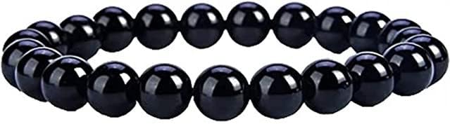 YONKU 8mm Black Agate Beaded Yoga Chakra Bracelets For Women, Men, and Teens - Round Beads 7" Beaded Yoga Chakra Bracelet YO-BRACE-5591