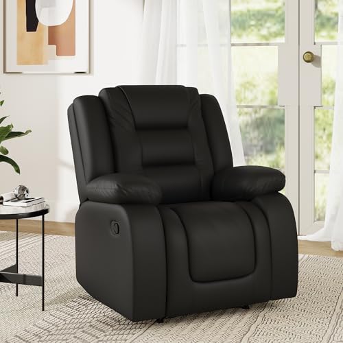 Image of Amazon Brand - Solimo Fraklin | Single Seater Sofa Recliner | Manual Recliner (Leatherette Black)