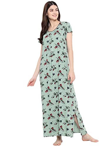 Image of Klamotten Rayon Printed Stylish Gown for Women, Maxi for Women, Nighty for Girls, Night Dresses for Women, Night Gown for Women or Dailywear, All-Day Wear