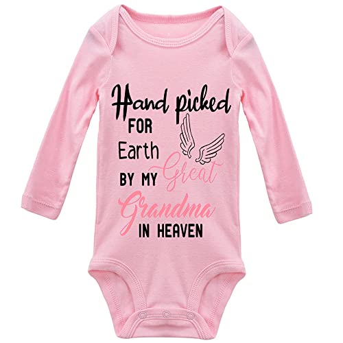 Hand Picked for Earth by My Great Grandma in Heaven Baby Bodysuit Long Sleeve Infant Clothes