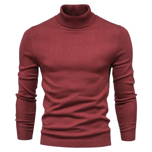 Maiyifu-GJ Men's Slim Fit Turtleneck Pullover Sweater Casual Basic Knitted Thermal Sweaters Long Sleeve Thermal Pullover