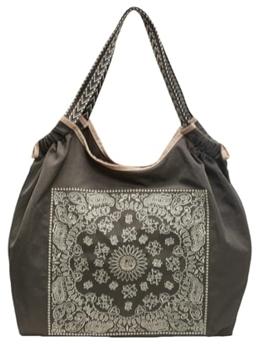 Nylon Tote Bag for Women Large Capacity Shoulder Handbag Stylish Pattern Satchel Purse Causal Travel Hobo Underarm Purse