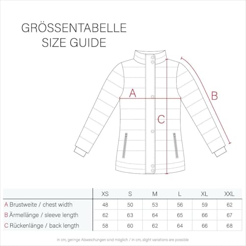 Navahoo Damen Steppjacke XS-XXL leichte Übergangsjacke mit abnehmbarer Kapuze, wasserabweisend, taillierter Schnitt B650 (XL,Navy)