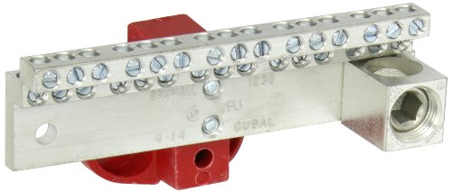NSI 1030MB Neutral Bar with Mounting Base and Neutral Assembly, 225 Amp, (30) 4-14 AWG Wire Range, 600VAC Voltage, 350 MCM - 6 Lug Size, 2.250