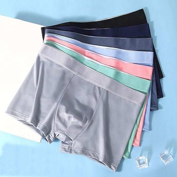 Mens Sexy Ice Silk Underwear Mid-Rise Stretch Pouch Breathable Cool Boxer Athletic Support Short Leg Underpants2