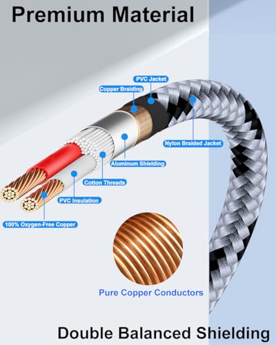 Câble XLR robuste en nylon tressé avec connecteurs plaqués or pour studio d'enregistrement - 5