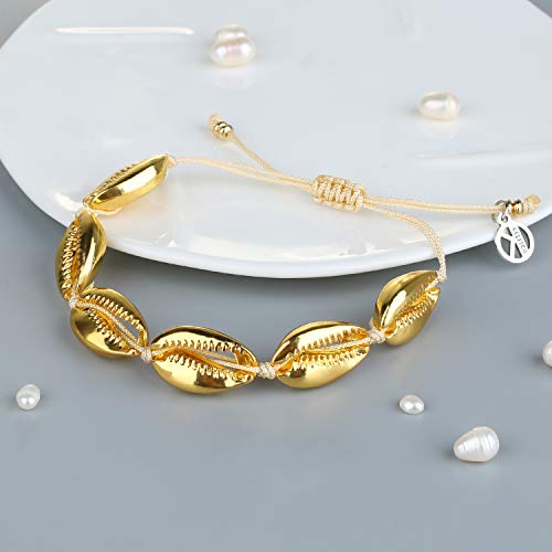 KELITCH Gold Sea Shell Bracelet Handmade Boho Cowry Beads Charm Bracelets Women Beach Jewelry3