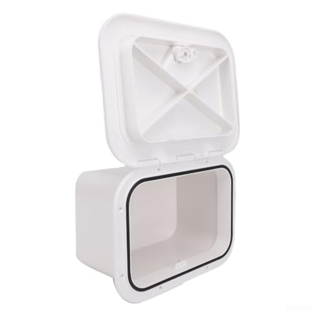 Scatola portaoggetti per attrezzatura da pesca integrata, in ABS, impermeabile, per barche, yacht, cabine, organizzazione 37,5 x 27 x 17,5 cm, bianco e nero