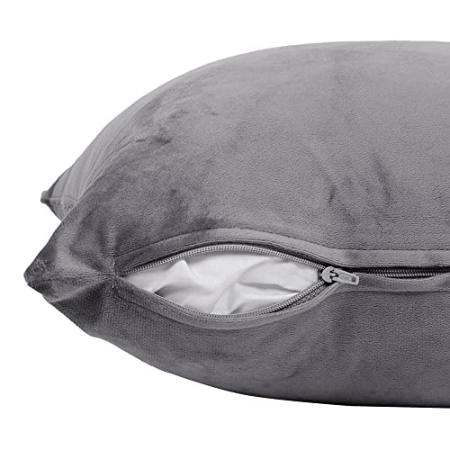 Image of Amazon Brand - Umi Velvet Decorative Cushion Cover 18x18 Inch - Set of 5, Soft Solid Square Throw Pillow Covers for Sofa, Living Room or Home Decor - 45x45 cm in Silver Color