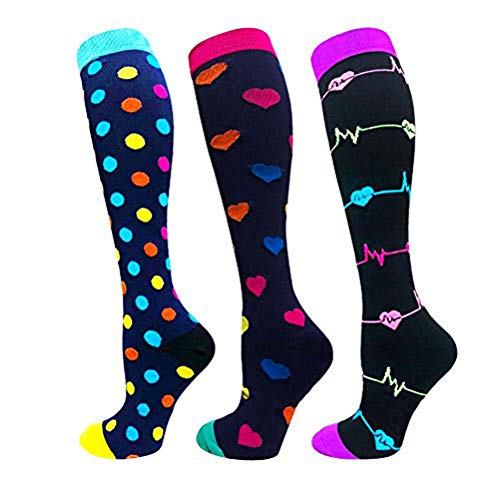 Okwin Rodilla Alta Calcetines y Medias de Compresión para Hombres Mujeres for Ejercicio Correr Enfermeras Médico Embarazo Maternidad (3 o 7 Pares) Cover