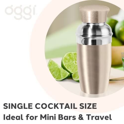 Oggi Mini Cocktail Shaker 10Oz - Gold, Stainless Steel - Ideal Single Serve Martini Shaker, Great Small Size Suitable For Mini Bar, On The Go, Travel, Rv, Camping #TOP5