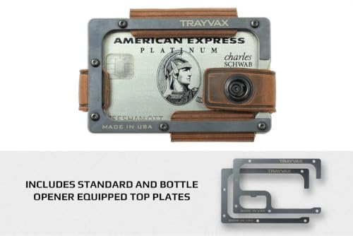 Image of Trayvax Contour Lite Wallet, RFID Front Pocket Money and Credit Card Holder, Minimalist Slim Leather Metal Wallet for Men and Women, Titanium Mississippi Mud