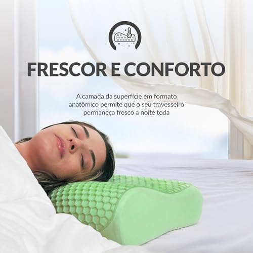 Travesseiro Cervical com Espuma de Memória NASA e Fronha de TPE Momo Lifestyle Nuvana, Respirável, E