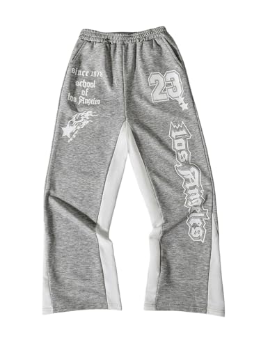 SHENHE Boy's Letter Print Elastic Waist Pants Wide Leg Pocket Athletic Sweatpants