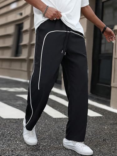 Image of GRECIILOOKS Lycra Track Pants for Men - Stretchable Loose Fit Gym Joggers | Korean Style Workout | Loose Mid Rise Trouser (Available in Plus Size)
