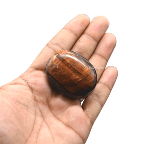 Image of Crystal Heaven Certified Red Tiger Eye Palm Pebbles Stones For Anxiety Stress Relief Massage-Aaa Grade Original Healing Gemstone Agate Palm Stone For Yoga Meditation Spiritual Reiki Feng Shui
