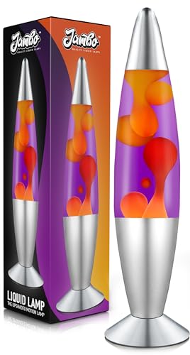 JAMBO 16" Beautiful Lamp- Purple with Yellow/Orange Wax, Relaxing...