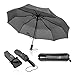 Produktbild VON HEESEN Regenschirm sturmfest bis 140 km/h - inkl. Schirm-Tasche & Reise-Etui - Taschenschirm mit Auf-Zu-Automatik, klein, leicht & kompakt, Teflon-Beschichtung, windsicher, stabil (Grau)