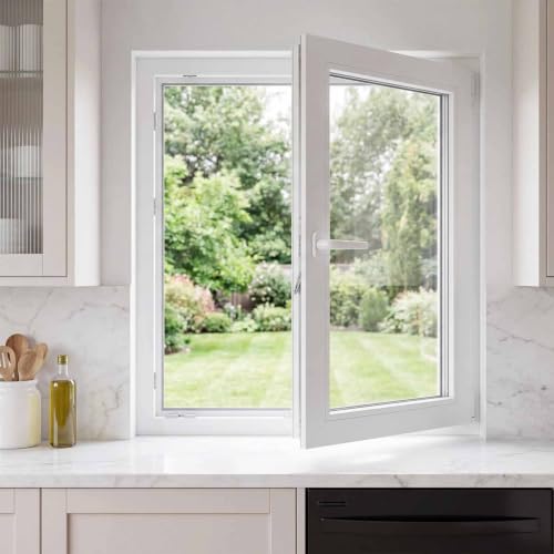 Replacement Aluminum Alloy Casement Window,Basement Window Egress with Screen,Dual Pane Glass Replacement,Easy Install,for Bathroom or Shed(25x12in)