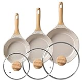 sarten antiadherente ceramica 🍳【No apto para horno】 El juego de sartenes con tapa es adecuado para cocinas de gas, eléctricas, vitrocerámicas, de vidrio, halógenas y de inducción. Diferentes tamaños y una variedad de ocasiones adecuadas pueden satisfacer mejor sus necesidades culinarias.