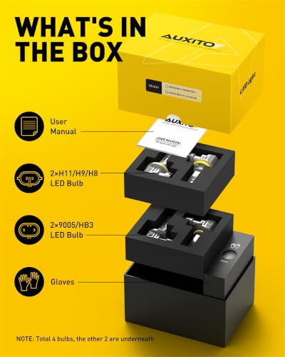 Image of AUXITO H11 9005 LED Bulbs Combo 6500K White 180,000LM Mini Size H8 /H9,4PCS