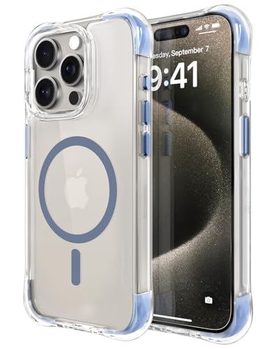 Coque magnétique pour iPhone 15 Pro OTOFLY compatible MagSafe bleu