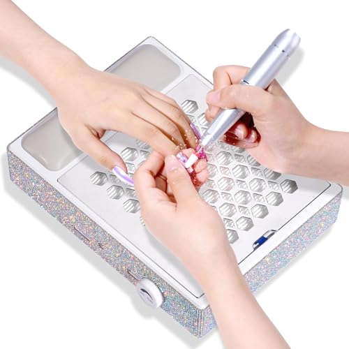 Image of CHRISTINE SHELLY Cordless Nail Dust Collector, Brushless Turbo Fan Dust Collector Nail Tech with 30pcs Cotton Filter,Rechargeable Dust Suction Machine for Acrylic Gel Polish Manicure at Salon&Home