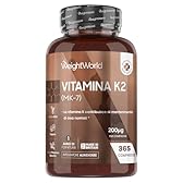 Vitamina K2 MK7 200µg, Vegana, 1 Compressa al Giorno, 1 Anno di Fornitura, 365 Compresse da 5 mm, K2 Vitamina, Menachinone, Integratore Privo di Magnesio Stearato e Glutine, Prodotto nel Regno Unito