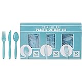 Amscan Premium Value Box Cutlery Set Stained-Glass-Window-Panels, 6' x 11', Carribean Blue
