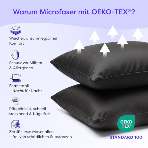 Wolkenfeld Kopfkissenbezug 40x80 – Kissenbezug für langes Kissen & Seitenschläferkissen – Öko-Tex Zertifiziert… – Ansicht 4