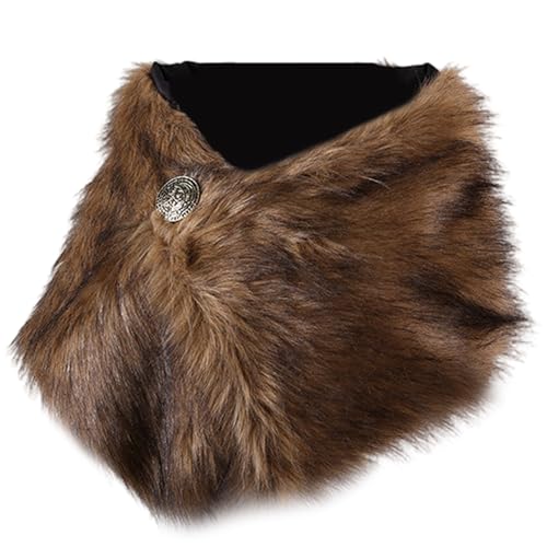 Grtheenumb Châle Viking, col en Fausse Fourrure, Costume Viking médiéval pour Femmes avec Broche, Accessoires de Costume de Cosplay Barbare d'halloween |