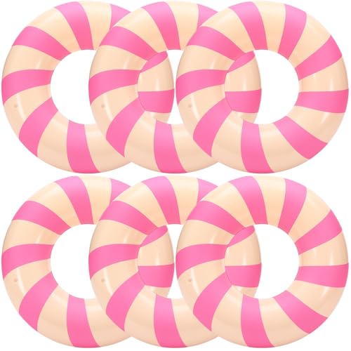 Junkin Inflatable Pool Floats Tube 33.64 Inch Swimming Ring for Adults Pool Beach Summer Outdoor Bachelorette Party Supply(Lollipop Style,Pink,6 Pcs) by Junkin - Used condition - US$24.23