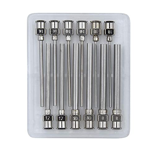 Dispensing Needle 1.97Inch Stainless Steel Blunt Tip Needle Set Luer Lock Luer Slip Adapter Tips 8Ga, 10Ga, 12Ga, 14Ga, 16Ga, 18Ga-12Pcs #TOP5