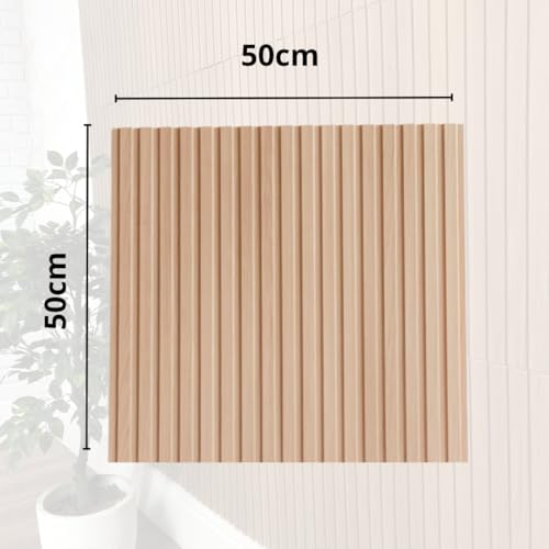Kit 10 Paineis Madeira Ripado Placas 3D Nogueira 50x50cm Auto Adesivo Parede 2,50m²