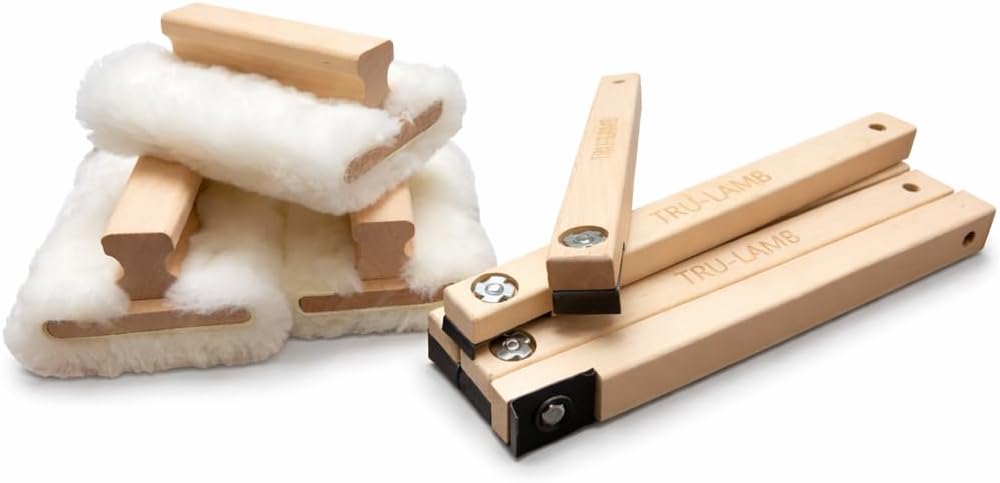 5" Lambskin Hand Stainer - Premium Staining Applciator (3 Pack) + Wood Scrapers (5 Pack) Total 8pc Set