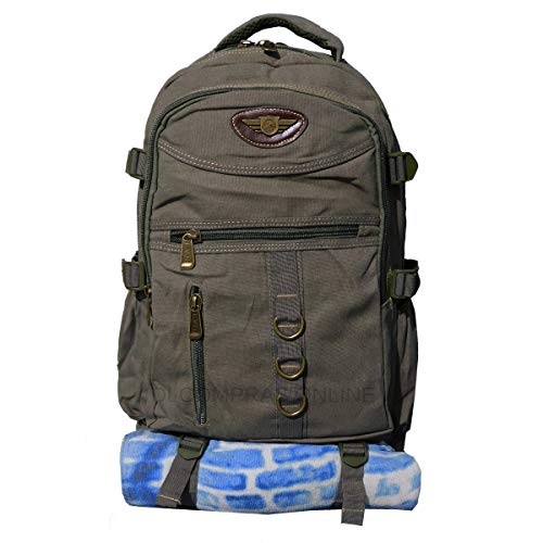 Mochila Camping Em Lona 50 Litros Motoqueiro Viagem Trilha,acampamentos sport lazer (Verde oliva)
