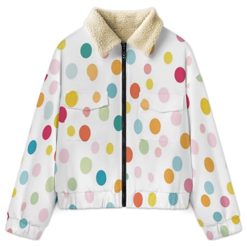 Chaqueta sudadera polar mujer para el frío abrigo de invierno casual con lunares 3