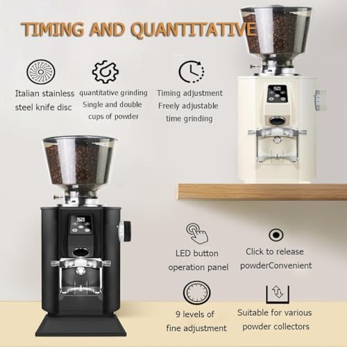 High-Capacity Electric Coffee Grinder 350W, 9 Grind Settings, Timer & LED Display, Stainless Steel, Perfect for Coffee Lovers, Black