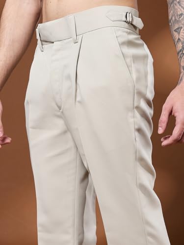 Image of Gurkha Pants for Men | Trouser for Men | Formal Pant | Single Buckle | Bell Bottom Trouser High Waist Pleated Casual Trousers | Flared Bottom Leg Pants for Office Smart Casual Travel Party